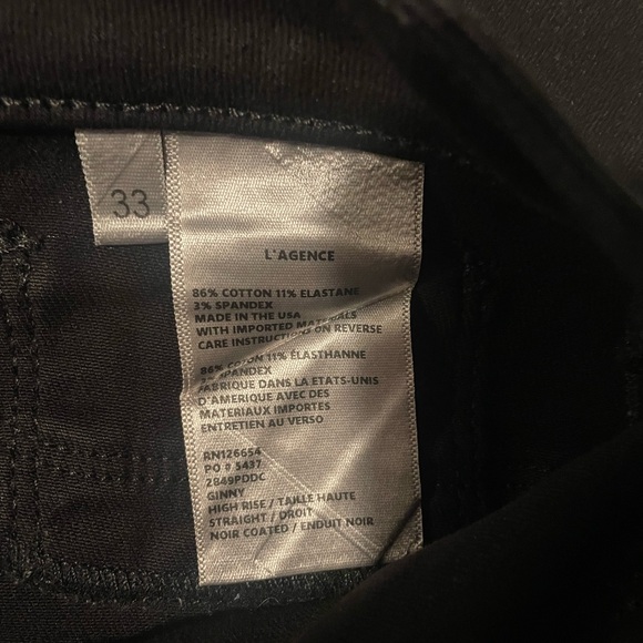 New L'AGENCE Ginny High Rise Coated Ankle Zip Straight Leg Sz 33 Retail $330 - Picture 10 of 15